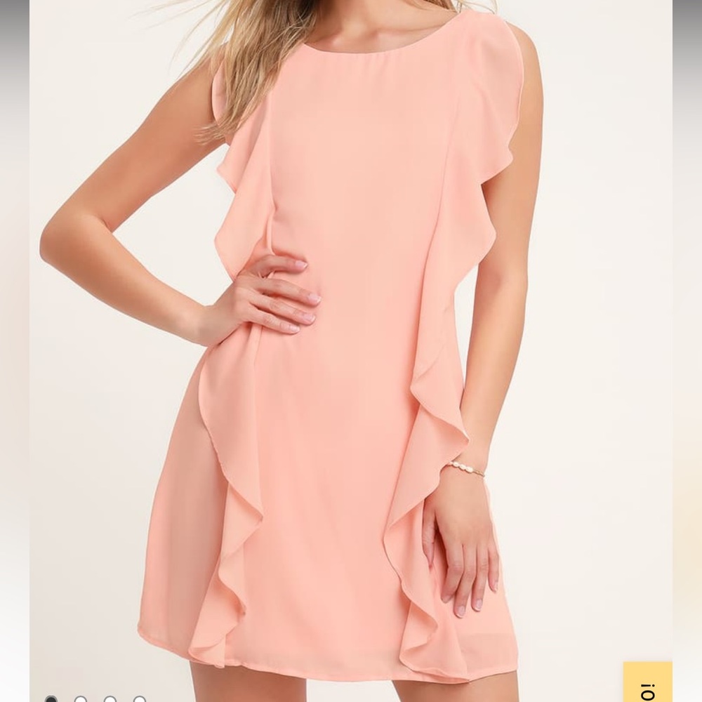 Lulu’s Audree Blush Pink Ruffled Sleeveless Dress Size M